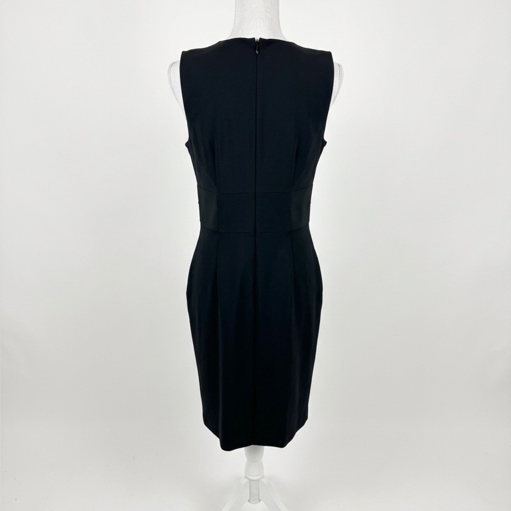ANN TAYLOR BLACK V-NECK SHEATH DRESS SIDE PANELS SIZE 8 - Picture 3 of 8